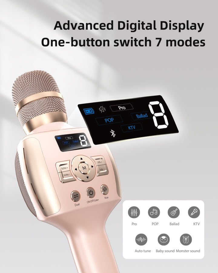MEINIAO Drahtloser Bluetooth-Hand-Karaoke-Mikrofon-Lautsprecher 