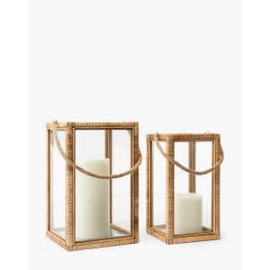 Rattan & Glass Lantern