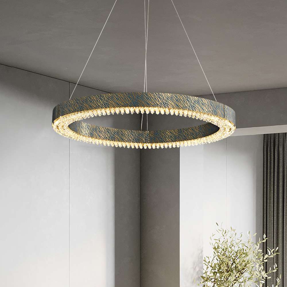 Blue Tiger Pattern Crystal LED Chandelier – view 3