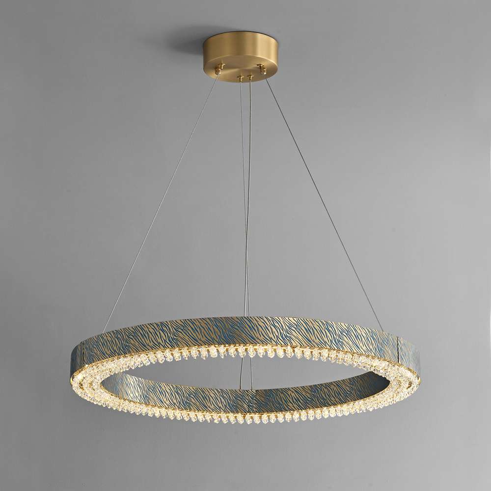 Blue Tiger Pattern Crystal LED Chandelier