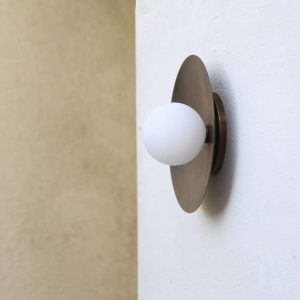 Modern Brass Wall Sconce with White Glass Shade