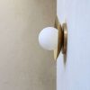 Modern Brass Wall Sconce with White Glass Shade – view 3