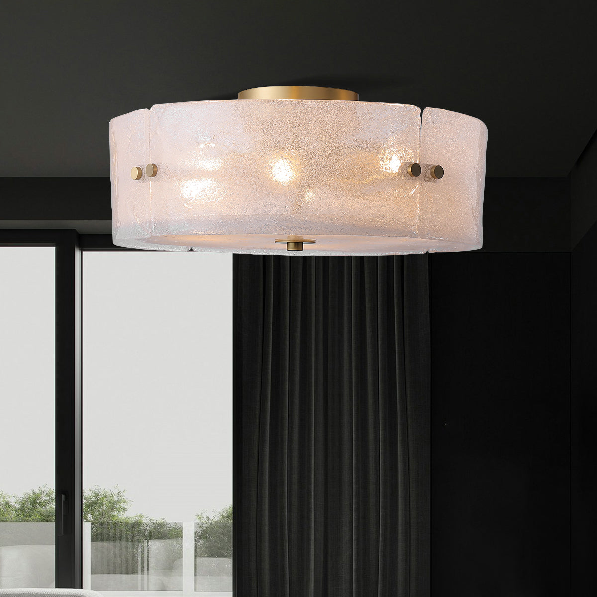Minimalist Brass Flush Mount Ceiling Light – view 3