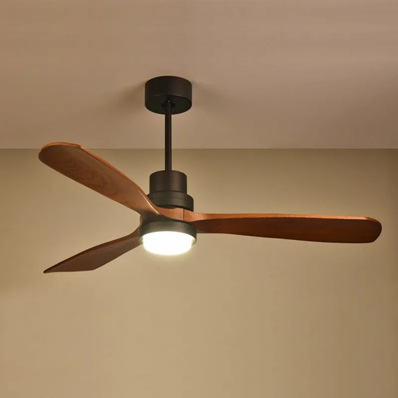 Modern Walnut LED Ceiling Fan with Remote