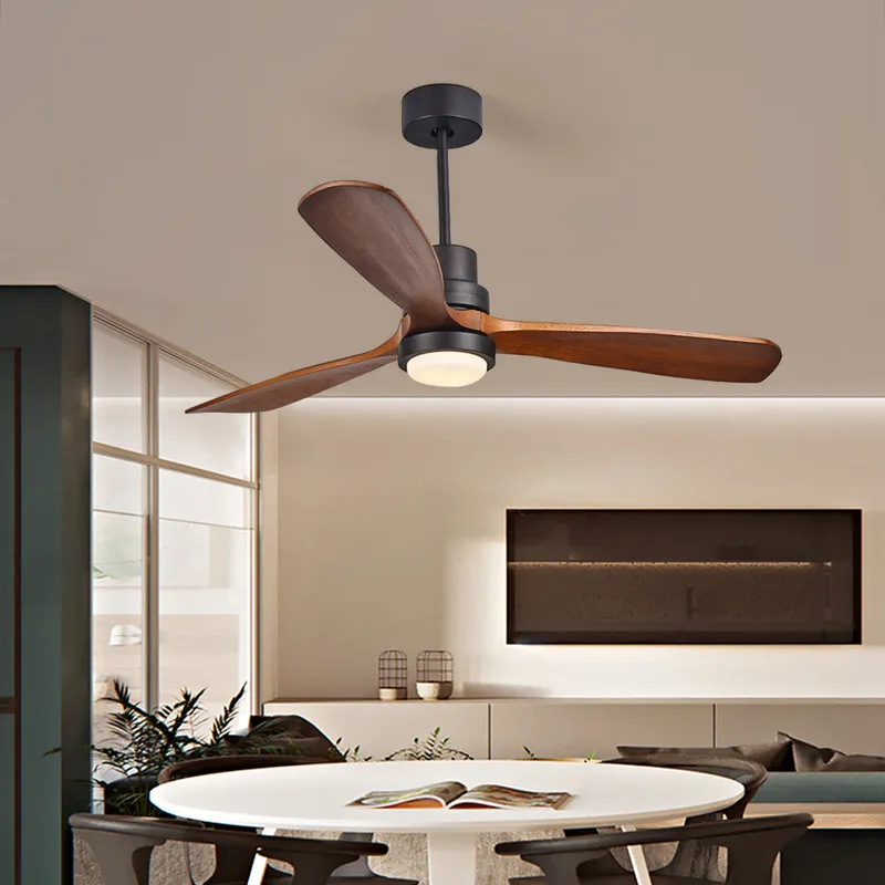 Modern Walnut LED Ceiling Fan with Remote – view 3