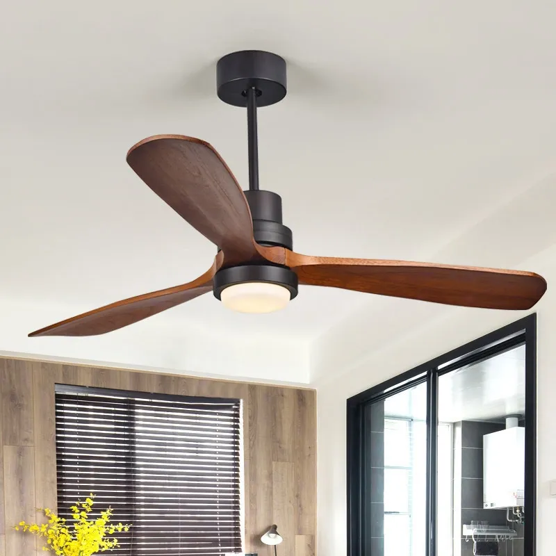 Modern Walnut LED Ceiling Fan with Remote – view 2