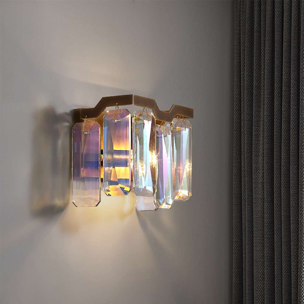 Colorful Crystal Wall Sconce – Modern Living Room – view 3