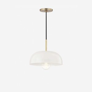 Dea Aged Brass Cream Dome Pendant Light