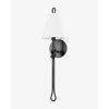 Alburgh Sconce – Knotted Iron Torch Wall Sconce with White Bell Shade