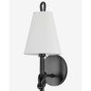 Alburgh Sconce – Knotted Iron Torch Wall Sconce with White Bell Shade – view 2