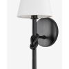 Alburgh Sconce – Knotted Iron Torch Wall Sconce with White Bell Shade – view 3