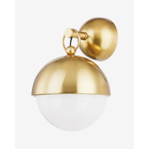 Althea Sconce – Polished Brass Globe Wall Sconce with Opal Glass