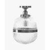 Hastings Semi-Flush Mount | Hand-Blown Ribbed Glass Antique Brass Ceiling Light – view 4