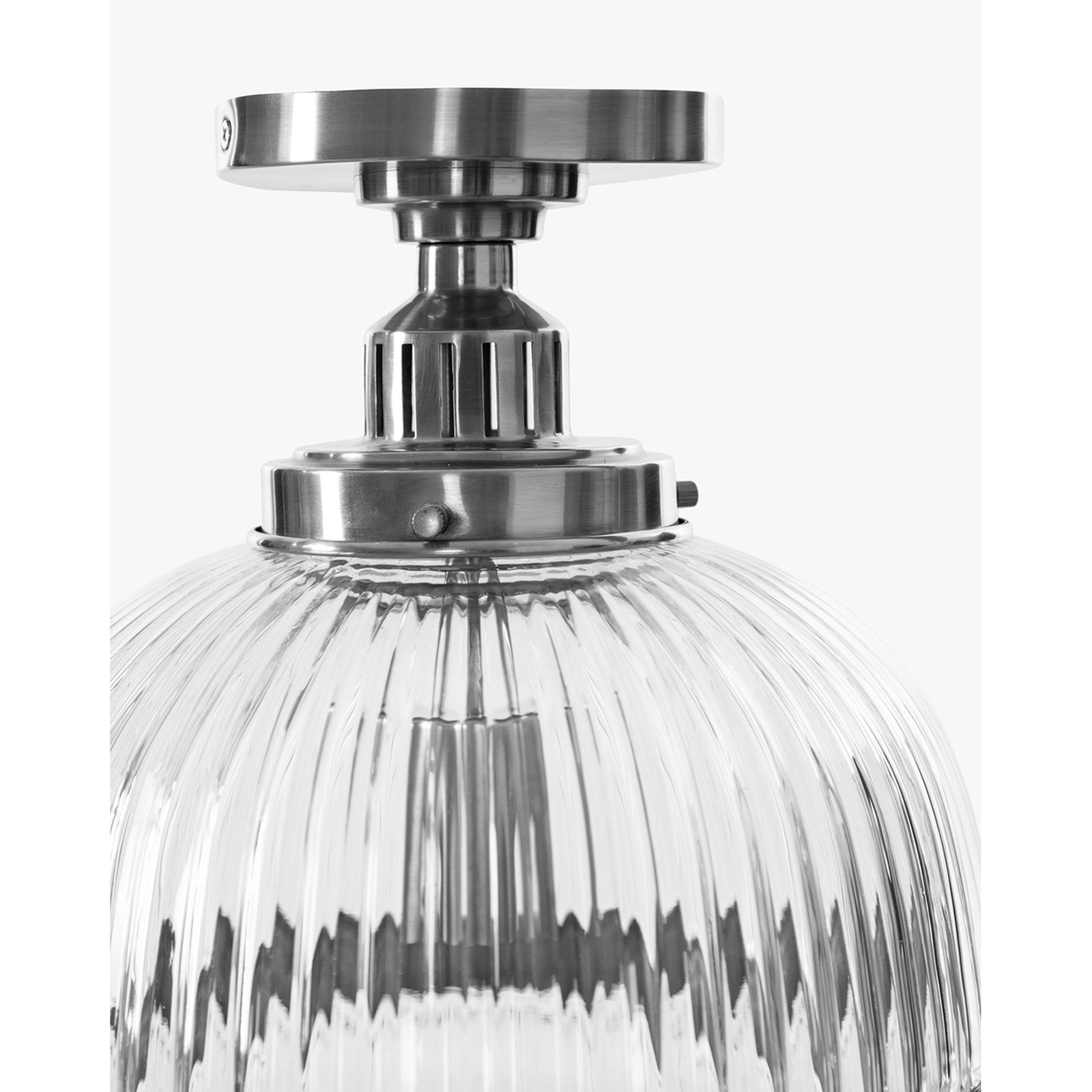 Hastings Semi-Flush Mount | Hand-Blown Ribbed Glass Antique Brass Ceiling Light – view 5