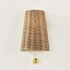 Naida Sconce | Hand-Woven Rattan Coastal Wall Sconce with Aged Brass Pull – view 5