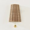 Naida Sconce | Hand-Woven Rattan Coastal Wall Sconce with Aged Brass Pull – view 8