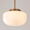Schoolhouse Pendant Light with Opal Globe — Satin Brass Kitchen Island Hanging Light