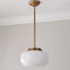 Schoolhouse Pendant Light with Opal Globe — Satin Brass Kitchen Island Hanging Light