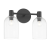 Cassio Aged Brass 2-Light Vanity Sconce with Clear Glass Cloche